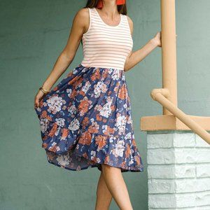 Matilda Jane Women’s Size S Small Roll With It Dress Women white peach